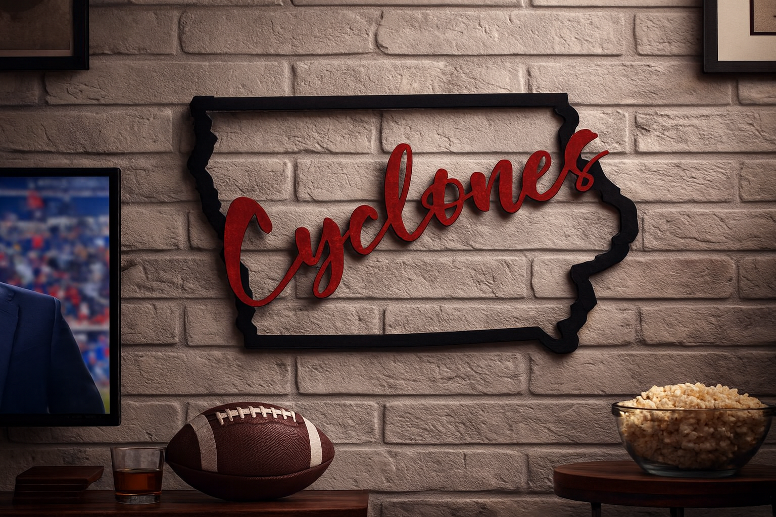 Iowa Metal Wall Art – Hawkeyes & Cyclones Layered Sign (Custom State Options Available)