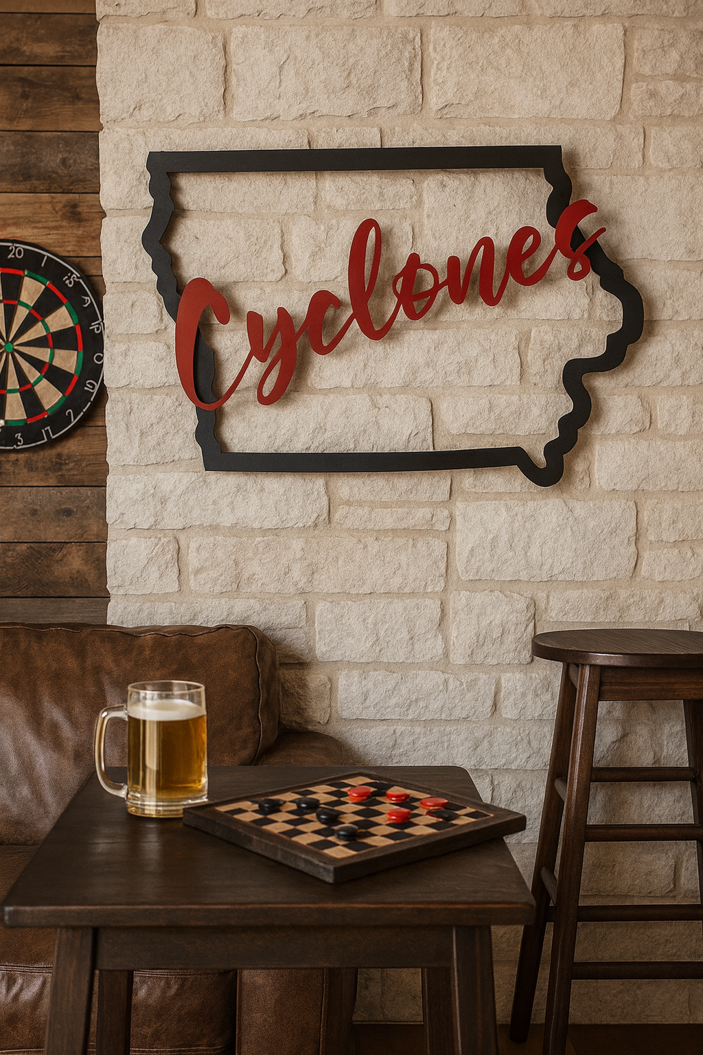 Iowa Metal Wall Art – Hawkeyes & Cyclones Layered Sign (Custom State Options Available)