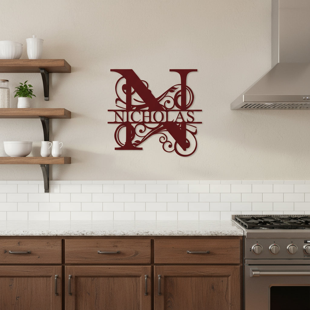 Custom Name Split Letter Monogram