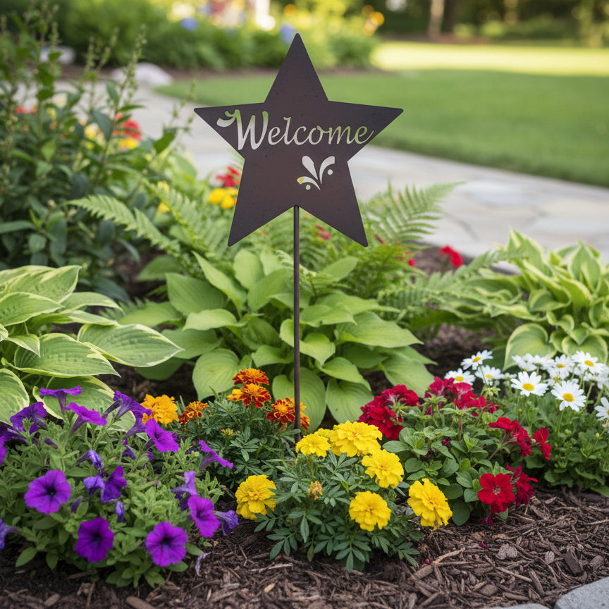 welcome star garden stake