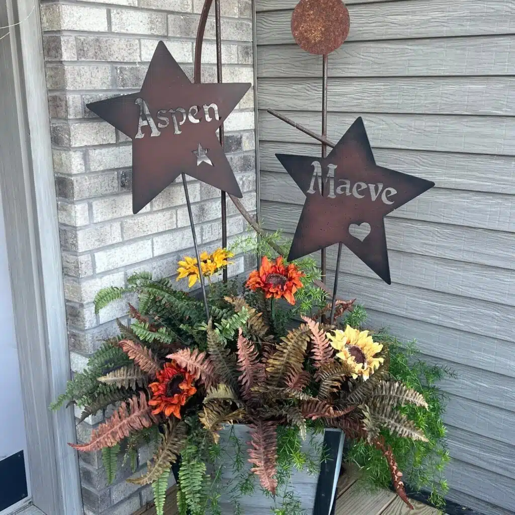 custom metal name star rustic outdoor decor